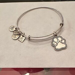 Silver Paw Charm Bangle Bracelet